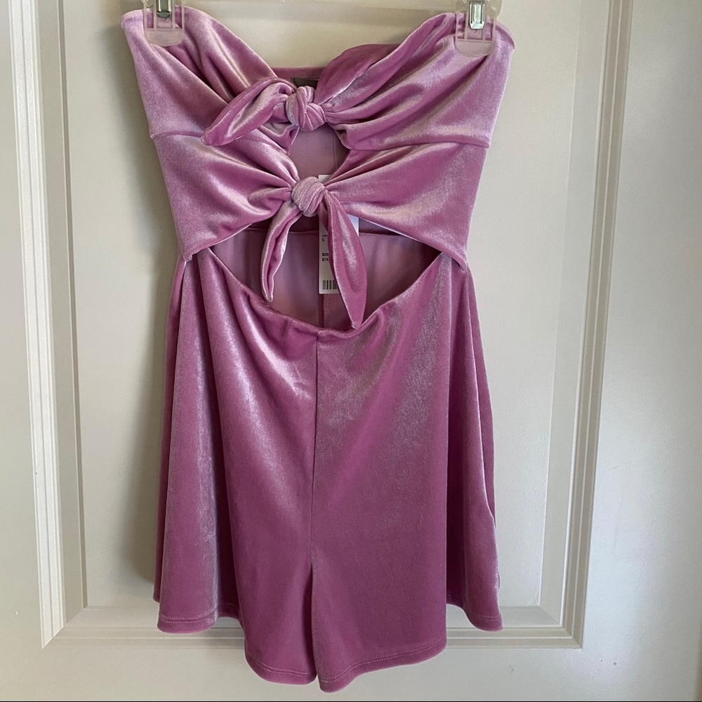 UO Pink Velvet Romper Playsuit